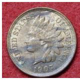 1907 Indian Head Cent - Red & Brown