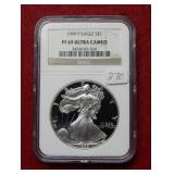 1999 P Silver Eagle 1oz NGC PF69 Ultra Cameo