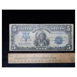 1899 US Indian Chief $5 Silver Certificate