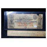 1852 $10 The Bank of South Carolina Note