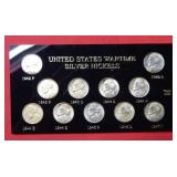 US Wartime Silver Nickels Set - 11 coins