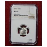 1942 Mercury Silver Dime NGC MS66