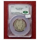 1913 Barber Silver Quarter CAC G Details