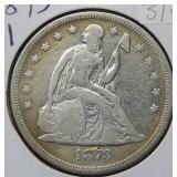 1873 Seated Liberty Silver Dollar Coin