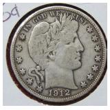 1912 D Barber Silver Half Dollar Coin