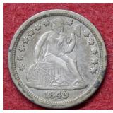 1849 O Seated Liberty Silver Dime