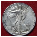 1937 D Walking Liberty Silver Half Dollar