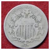 1867 Shield Nickel with Rays