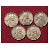 (5) 1939 D Lincoln Wheat Cents