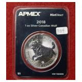 2018 Canada Silver Wolf 1oz .9999 $5 Coin***