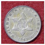 1851 Silver Three Cent Piece