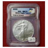 2022 Silver Eagle 1oz ICG MS70  Type II