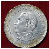 1957 Mexico Silver 5 Peso Constitution Coin