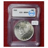 1922 Peace Silver Dollar ICG MS64