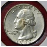 1958 D Washington Silver Quarter