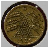 1924 Germany 5 Renten Pfenning