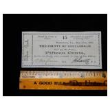 1863 Shenandoah County 15 Cent Bond Coupon