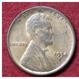 1934 D Lincoln Wheat Cent Red & Brown