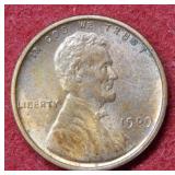 1909 VDB Lincoln Wheat Cent - Red & Brown