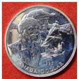 1995 Canada Sailing Ship Sterling Silver Dollar