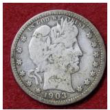 1903 O Barber Silver Quarter