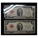 1928 Series D & G $2 Red Seal Notes