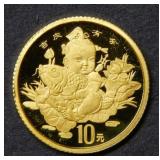 1987 China 1/10 oz .999 Gold Coin