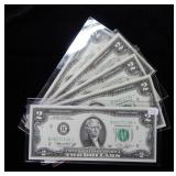 (5) 1976 $2 Federal Reserve Notes - crisp