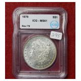 1878 Morgan Silver Dollar ICG MS61