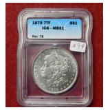 1878 Morgan Silver Dollar 7 Tail Feathers ICG MS61