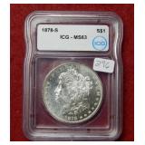 1878 S Morgan Silver Dollar ICG MS63