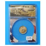 2021 Gold $5 Eagle ANACS MS70 First Strike