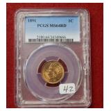 1891 Indian Head Cent PCGS MS64 RD