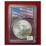 2001 Silver Eagle WTC Ground Zero Recover PCGSMS69