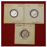1943 D- 1944 P&S Mercury Dimes