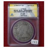 1796 Draped Bust Dollar ANACS F15 Details