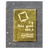 1 gram .9999 Gold Bullion Bar