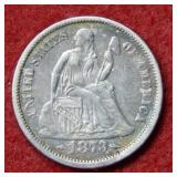 1873 Seated Liberty Silver Dime
