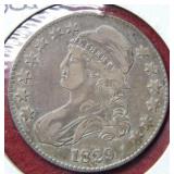 1829 Bust Silver Half Dollar Coin