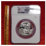 2010 Yellowstone 5oz Silver Quarter NGC GEM UNC