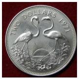 1971 Bahamas $2 Flamingo Sterling Silver Coin