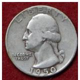 1950 D/S Washington Silver Quarter