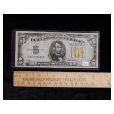 1934 A $5 Silver Certificate Washington DC