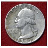 1940 D Washington Silver Quarter