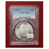 1880 CC Morgan Silver Dollar PCGSW MS63