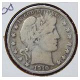 1910 S Barber Silver Half Dollar Coin