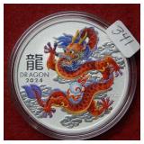 2024 Australia $1 Red Dragon 1oz Silver Coin