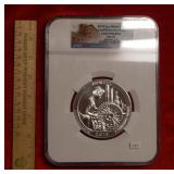 2019 5oz Silver Quarter Lowell Historical Park NGC