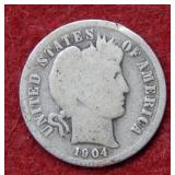 1904 S Barber Silver Dime