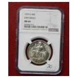 1935 S San Diego Silver Comm Half NGC MS64